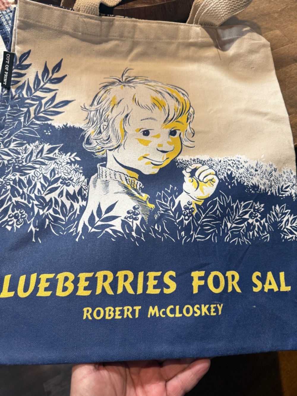 EUC - Blueberries For Sal Robert McCloskey Canvas Tote Bag Set of Two